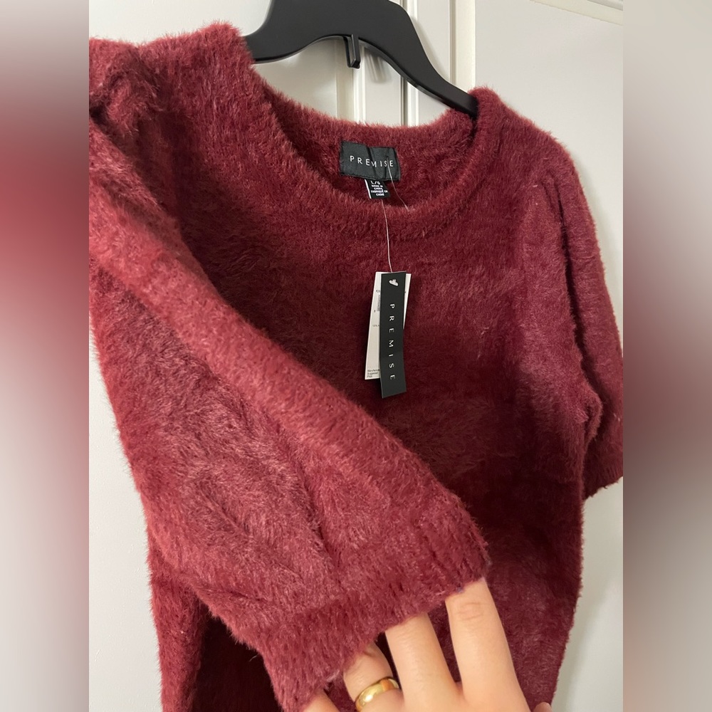 NWT Premise Maroon Fuzzy sweater